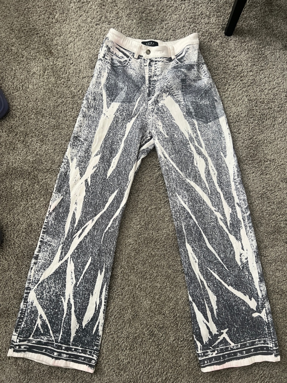 Fashion White & Gray Acid Wash Pants